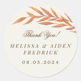 シンプルオレンジブランチオータム結婚式の引き出物 ラウンドシール