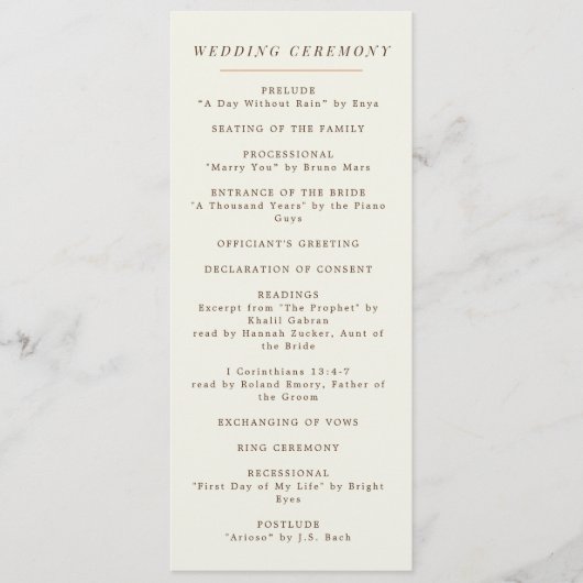 シンプルオレンジブランチ秋の結婚式 プログラム (正面)