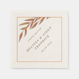 シンプルオレンジブランチ秋結婚の スタンダードカクテルナプキン