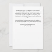 シンプルオレンジラブアットファーストスピリッツブライダルシャワー サンキューカード (裏面)