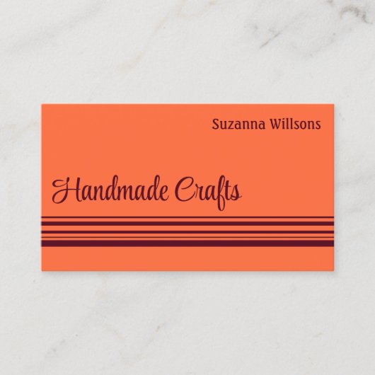 シンプルオレンジレッドデコールストライプクラシック 名刺 (正面)