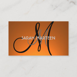 シンプルオレンジ色のフェカスタムードのモノグラムカード 名刺
