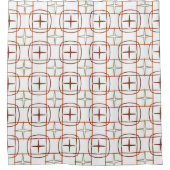 シンプルオレンジ色のホワイトブラウンとグリーンパターン シャワーカーテン (正面)