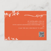 シンプルオレンジ色のQRコードメニュ結婚ーのエンクロージャ エンクロージャーカード (正面)