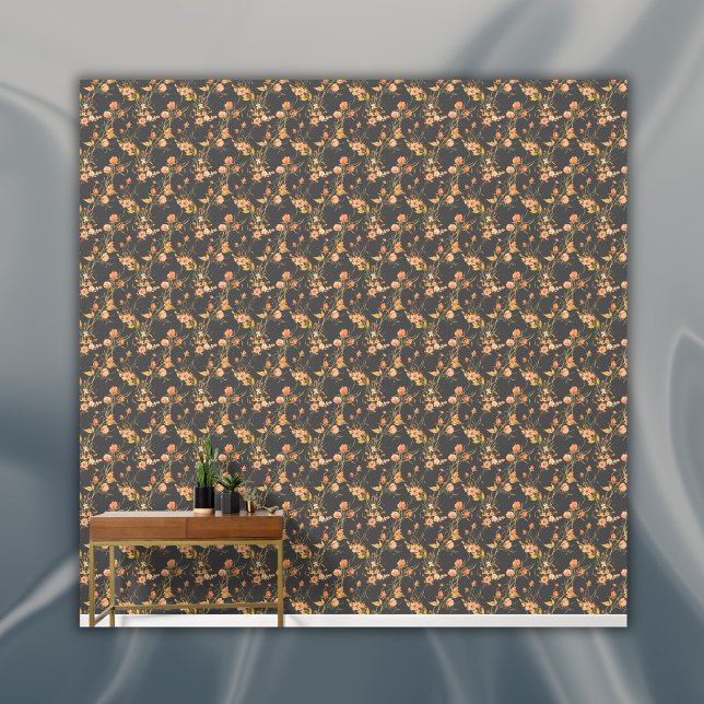 シンプルオレンジ花柄の木炭の背景 | 壁紙 (クリエイターアップロード済み)