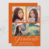 シンプルオレンジ院撮影コラージホワイトスクリプト 案内状 (正面/裏面)