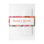 シンプルオレンジ&ピンクウォーターカラーフローラ結婚ズ 招待状ベリーバンド (正面例)