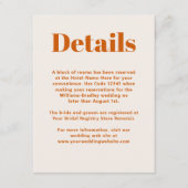 シンプルオレンモダンジミニマ結婚リスト詳細 エンクロージャーカード (正面)