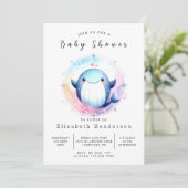 シンプルオンライン鯨ベビーシャワー 招待状 (スタンド正面)