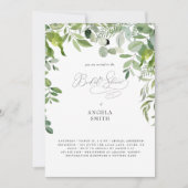 シンプルオーガニックな緑のブライダルシャワー 招待状 (正面)