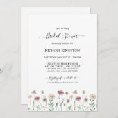 シンプルオータムワイルドフラワー縁どブライダルシャワー  招待状 (正面/裏面)