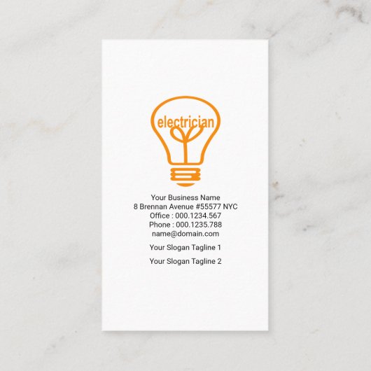 シンプルオーバーサイズイエローパワープラグ電気技師 名刺 (裏面)