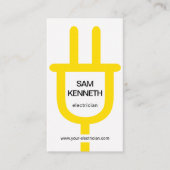 シンプルオーバーサイズイエローパワープラグ電気技師 名刺 (正面)