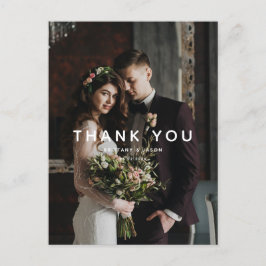 シンプルオーバーレイ文字の結婚ありがとう写真 ポストカード