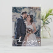 シンプルオーバーレイ文字ハンド結婚レタリングの写真 サンキューカード (スタンド正面)