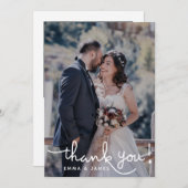 シンプルオーバーレイ文字ハンド結婚レタリングの写真 サンキューカード (正面/裏面)