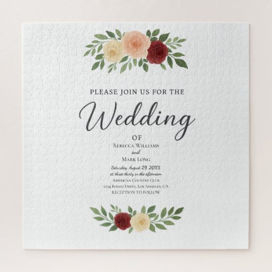 シンプルオーバーレイ結婚式招待状 ジグソーパズル (縦)