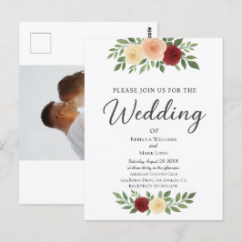 シンプルオーバーレイ結婚式招待状 ポストカード