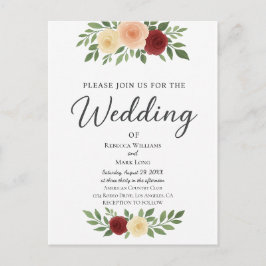 シンプルオーバーレイ結婚式招待状 ポストカード