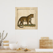 シンプルオールドスタイルレオパードアート ポスター (キッチン)