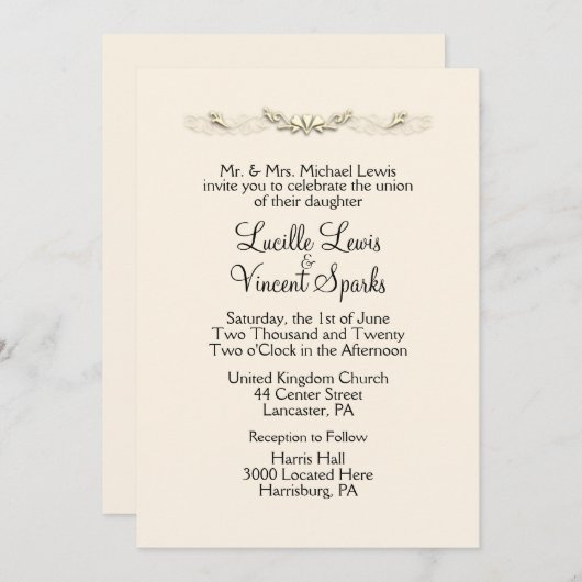 シンプルオールドレ伝統的ース結婚式招待状 招待状 (正面/裏面)