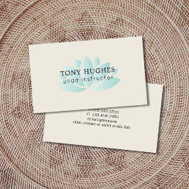 シンプルオールド白エレガントターコイズロータスアイコンヨガ 名刺