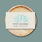 シンプルオールド白エレガントターコイズロータスアイコンヨガ 名刺