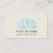 シンプルオールド白エレガントターコイズロータスアイコンヨガ 名刺 (正面)