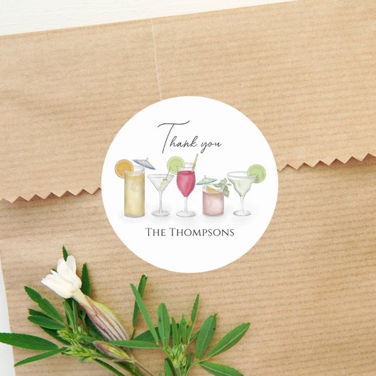 シンプルカクテルドリンク水の色おもしろいありがとう ラウンドシール