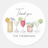 シンプルカクテルドリンク水の色おもしろいありがとう ラウンドシール (正面)