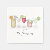 シンプルカクテルドリンク水カラーお洒落カスタム スタンダードカクテルナプキン (正面)