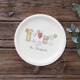 シンプルカクテルドリンク水カラーお洒落カスタム ペーパープレート