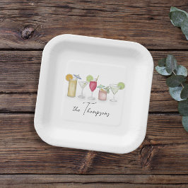 シンプルカクテルドリンク水カラーお洒落カスタム ペーパープレート