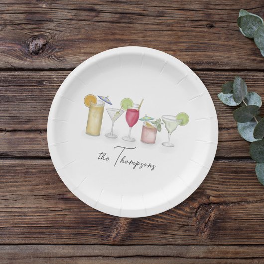シンプルカクテルドリンク水カラーお洒落カスタム ペーパープレート
