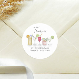 シンプルカクテルドリンク水カラー差出人住所 ラウンドシール