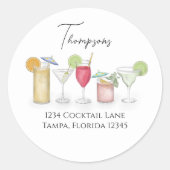 シンプルカクテルドリンク水カラー差出人住所 ラウンドシール (正面)