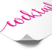 シンプルカクテル |ホットピンク任意のイベントバー標識 ポスター (角)