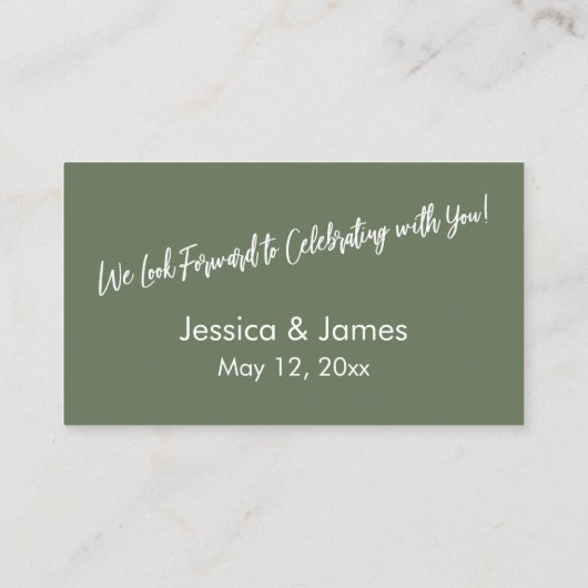 シンプルカジュアルはっきりしたOlive Green RSVPエンクロージャカード エンクロージャーカード (裏面)