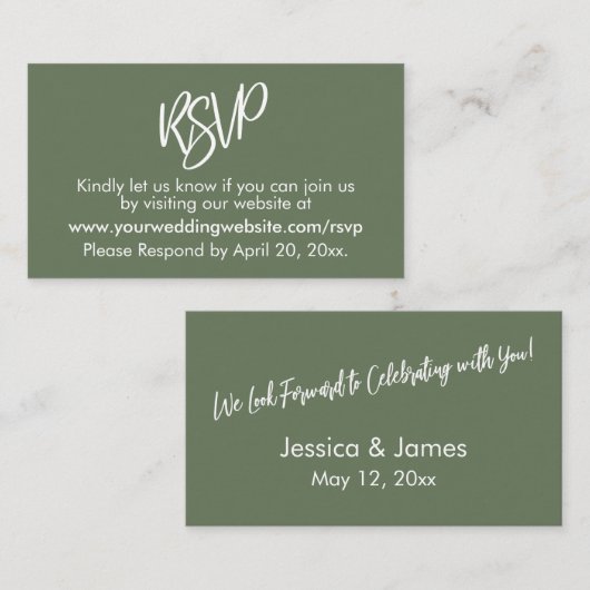 シンプルカジュアルはっきりしたOlive Green RSVPエンクロージャカード エンクロージャーカード (正面/裏面)