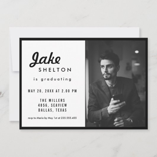 シンプルカジュアル卒業写真 招待状 (正面)