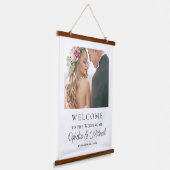 シンプルカジュアル結婚の歓迎サイン(写真) 吊り下げ型タペストリー (傾斜あり)