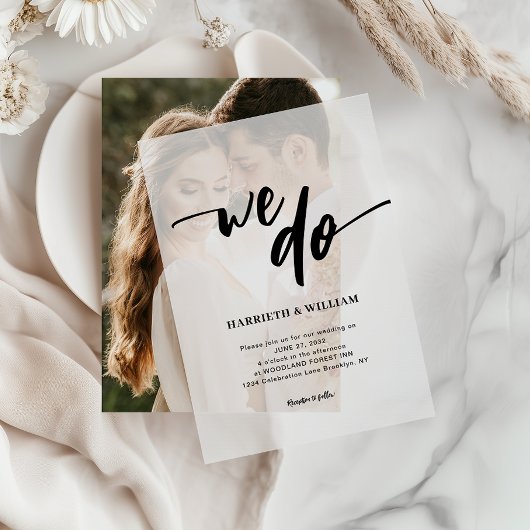 シンプルカジュアルScript We Do 結婚's ベラム紙招待状