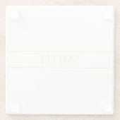 シンプルカスタマイズエレガント可能文字 | 金ゴールドオフ白 ガラスコースター (裏面)