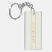 シンプルカスタマイズエレガント可能文字 | 金ゴールドオフ白 キーホルダー (正面左)