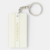 シンプルカスタマイズエレガント可能文字 | 金ゴールドオフ白 キーホルダー (裏面)