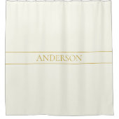 シンプルカスタマイズエレガント可能文字 | 金ゴールドオフ白 シャワーカーテン (正面)