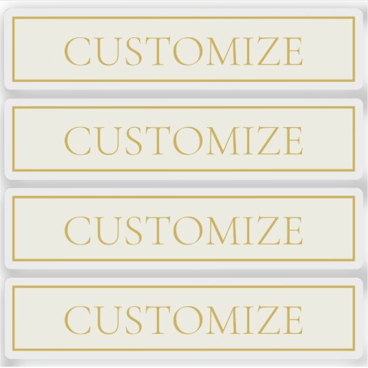 シンプルカスタマイズエレガント可能文字 | 金ゴールドオフ白 シール (正面)