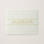 シンプルカスタマイズエレガント可能文字 | 金ゴールドオフ白 ジグソーパズル<br><div class="desc">カスタマイズエレガント可能な金ゴールドレタリング、好きなように編集。</div>