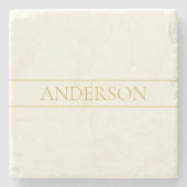 シンプルカスタマイズエレガント可能文字 | 金ゴールドオフ白 ストーンコースター (正面)