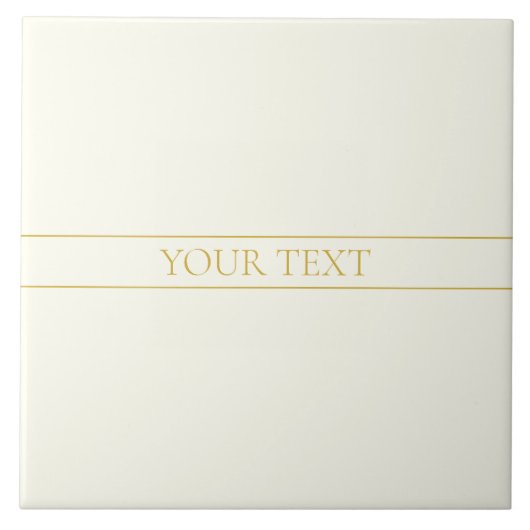 シンプルカスタマイズエレガント可能文字 | 金ゴールドオフ白 タイル (正面)